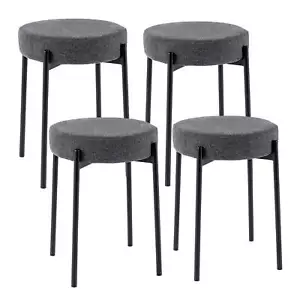 Bar Stools Set of 4 Home Upholstered Stools w/ Metal Legs & Anti-slip Foot Pads - Picture 1 of 9