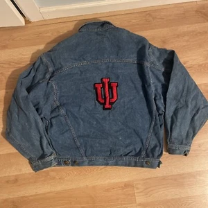 Vintage IU Indiana Hoosiers Jacke Blau Jeans Denim Trucker 90er Erwachsene Large - Bild 1 von 11
