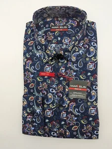Camicia manica lunga Marvelos colletto taglia M 40 BODY FIT blu floreale art. 75447418 - Foto 1 di 5