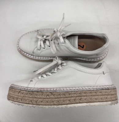 Rag And Bone White Leather Espadrille Platform Sneaker Sz 7 - Image 1 of 4