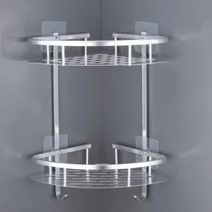 LATERN Duschregal Eckregal Ohne Bohren - Aluminium Duschablage Ecke 2 Etagen, Ro - Bild 1 von 12