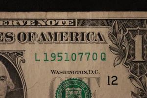 [JULY 7, 1951] ONE DOLLAR FANCY BIRTHDAY NOTE  SN  L 19510770 Q - Picture 1 of 3