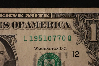 [JULY 7, 1951] ONE DOLLAR FANCY BIRTHDAY NOTE  SN  L 19510770 Q - Image 1 of 3