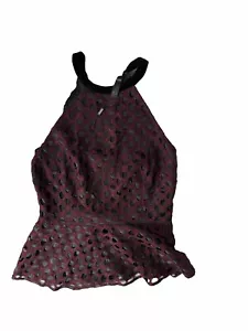 NWT Kazo Cut Peplum Top Maroon Halter Blouse Medium Dress Up Or Down Side Zip - Picture 1 of 11