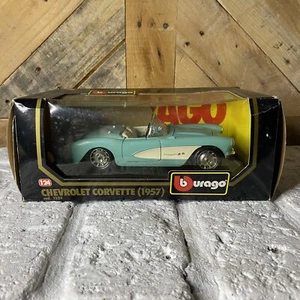 Burago 1957 Chevrolet Corvette Convertible Blue and White 1/24 Scale NIB - Picture 1 of 3