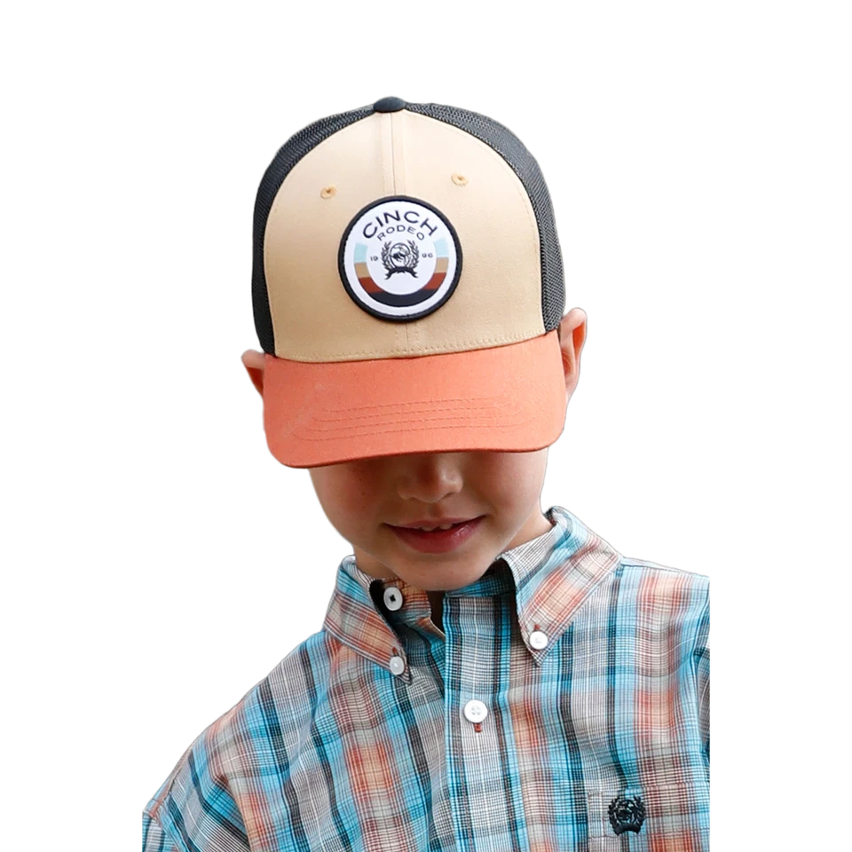 Boné caminhoneiro Cinch Youth Boy multicolorido logotipo patch MCC0606019 - Imagem 1 de 1