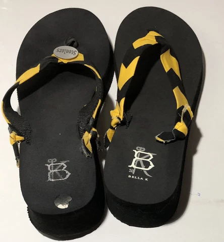 New Pittsburgh Steeler unisex flip flops Bella K Brand 10 1/2” Cover