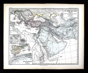 1880 Spruner Map Muslim Islam Abbasids Caliphate 750-945 Bagdad - Cordoba Spain - Picture 1 of 6
