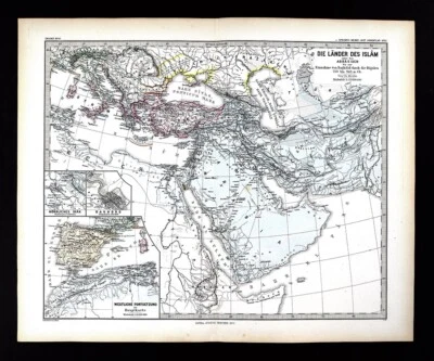 1880 Spruner Map Muslim Islam Abbasids Caliphate 750-945 Bagdad - Cordoba Spain - Image 1 of 4