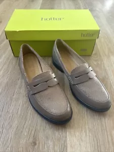 HOTTER Dorset Truffle Brown Snakeskin Leather Loafer Shoes Size UK 6 EXF Wide - Picture 1 of 9