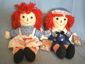 CLASSIC 2012~RAGGEDY ANN & ANDY PLUSH DOLLS~2~W/TAGS~HASBRO BY AURORA~16" - Picture 1 of 6