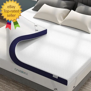 3 Inch King Size Gel Memory Foam Mattress Topper with Ice Silk Touch Cover, High - Picture 1 of 12