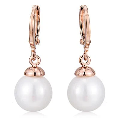 Ohrringe Perle 11 mm ⌀ Zirkonia weiß 750er Gold 18K vergoldet rosegold O2818L - Bild 1 von 4