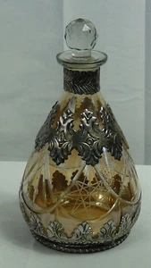 1900 VIDRIO DE CORTE PESADO ALEMÁN CON DECANTADOR SUPERPUESTO DE PLATA - Imagen 1 de 12