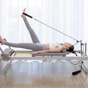 Eeeza Foldable Steel Frame Pilates Reformer Latex Hose Drawstring Exercise and F - Picture 1 of 9