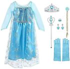 Vicloon Ice Queen Elsa Princess Costume,Snowflake Dress & accessories 5-6 Years