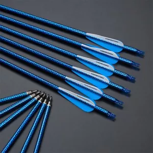 TOPARCHERY Tiro con l'arco 30" Frecce in carbonio spina dorsale 550 ID 6.2 per arco caccia e bersaglio - Foto 1 di 16