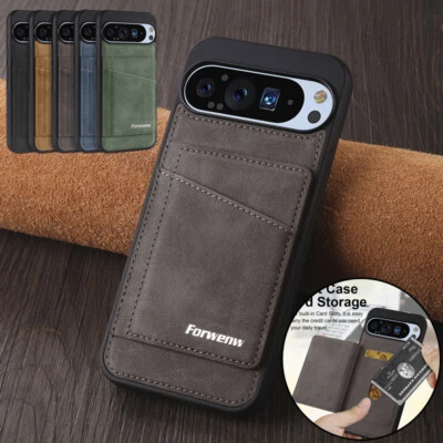 Case For Google Pixel 9 Pro XL 9A 8 Pro 8A Leather Card Pocket ShockProof Cover - Image 1 of 4