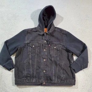 Levi Strauss Giacca Uomo XL Nero Denim Felpa con Cappuccio Camionista Felpa Maniche Casual - Foto 1 di 22