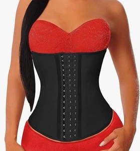 Yianna Waist Trainer Cincher Corset Large Black Latex Underbust See Measurement - Picture 1 of 15