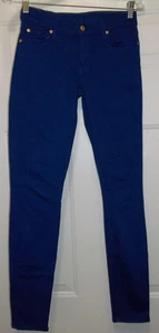 7 For All Mankind Royal Blue "The Skinny” Jeans Sz 27 Inseam 30 Made in USA - Picture 1 of 9