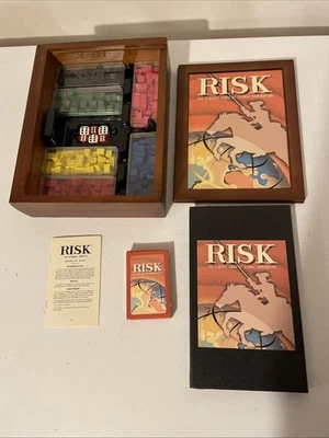 Risk Vintage Game Collection Wooden Box Bookshelf Parker Brothers 2006 - Image 1 of 4
