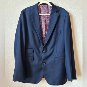 NWT J. Hilburn Super 110s European Fit Bright Navy Solid Sportcoat, Size 45R - Picture 1 of 12