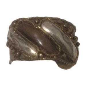 Mixed Metal Brutalist Art Studio Sculptural Sterling Silver Brass Cuff Bracelet - Picture 1 of 11