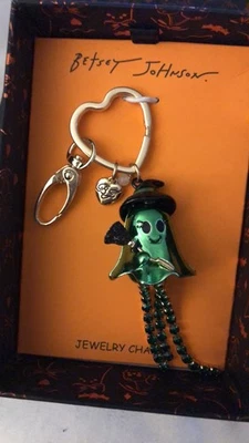Betsey Johnson Bruja Fantasma Con Flecos de Cristal Bolso Dije Llavero Nuevo en Caja Foto 1 de 4