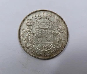 Canada King George VI Large Silver 50 Cents 1950 SCARCE Nice - Picture 1 of 2
