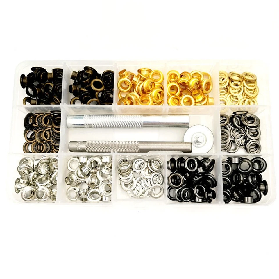 400 Sets 6mm Eyelet Punch Die Tool Kits Eyelets Grommet Washer for Leather Craft - Image 1 of 4