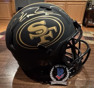 Casco Nick Bosa, Fred Warner, George Kittle autografato 49ers Eclipse Beckett - Foto 1 di 13