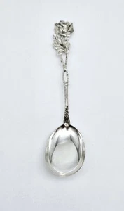 VTG Victorian Rose Pattern Sterling Silver Sugar Dematisse Condiment Baby Spoon - Picture 1 of 4