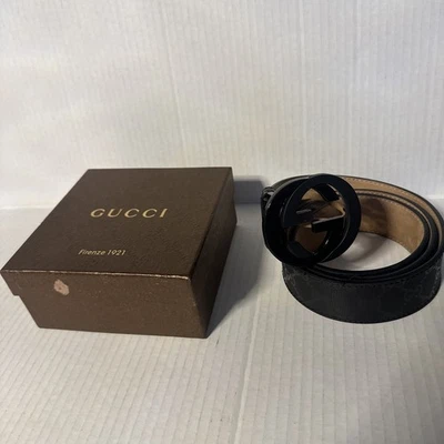 Auténtico cinturón Gucci negro brillante GG (hombre 42”) Foto 1 de 4