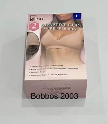 Felina Women's 2-Pack Adaptive Cup Wire Free Bra, Beige/Beige, Size L - Image 1 of 4