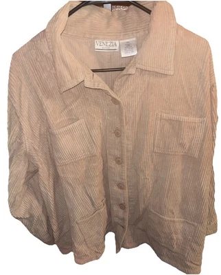 Jaqueta estilo veludo Venezia bronzeada feminina tamanho 24W ótima forma 100% algodão - Imagem 1 de 4