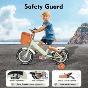 Bicicletta 12 Pollici Verde Regolabile Bicicletta per Bambini Equilibrio e Pedaliera Learning Bike - Foto 1 di 22
