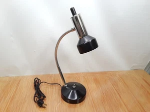 Vintage Desk Lamp Black & Chrome Flexable Gooseneck 40w New Bulb Included - Picture 1 of 19