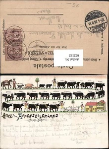 652192,Präge Lithographie Gruss v. Appenzellerland Alpenfahrt Appenzell Alpfahrt - Picture 1 of 1