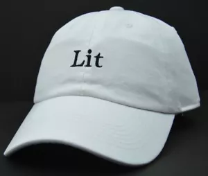 Lit Logo Adjustable White Cotton Novelty Cap Dad Hat - Picture 1 of 6