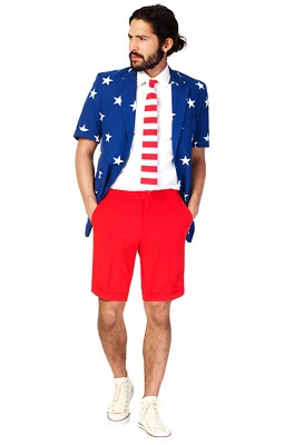Brand New Stars and Stripes 4th of July USA Summer Suit Men Adult Costume - Image 1 of 2