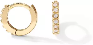 PAVOI 14K Gold Plated Sterling Silver Posts Cubic Zirconia Mini Huggie Earrings - Picture 1 of 12