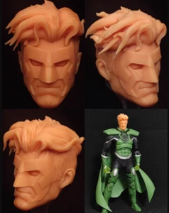 1/12 Unpainted Kyle Rayner Green Lantern Head Carved Fit for McFarlane Figure - Picture 1 of 3