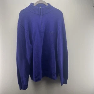 Chaps Sweater Mens Medium Purple Cotton 1/4 Zip Mock Neck - Picture 1 of 6