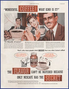 Vintage 1947 NESCAFE Instant Coffee Kitchen Décor Ephemera 40's Print Ad - Picture 1 of 1