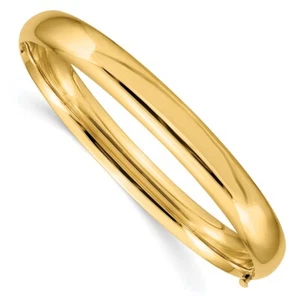 10k Yellow Gold 5/16 High Hinged Bangle Bracelet 7" 9.01 gm Perfect Gift for Her - Picture 1 of 6