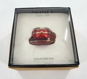 MONET Trinket Box CAPPUCCINO HEART MUG Collectible Enamel Keepsake 2012 Red NIB - Picture 1 of 4