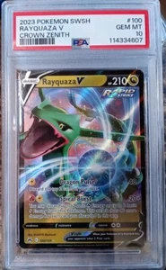 Pokemon SWSH Crown Zenith Rayquaza V 100/159 AGS Como Nuevo PSA 10 Holograma Completo Raro 2023 - Imagen 1 de 2