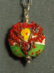 tree necklace autumn, leaves pendant jewelry sterling silver glass #137 - Imagen 1 de 5