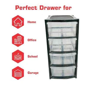 4 Tier Plastic Storage Drawers Shelf Rack Home Kitchen Stand Tower Unit XMAS  - Picture 1 of 2